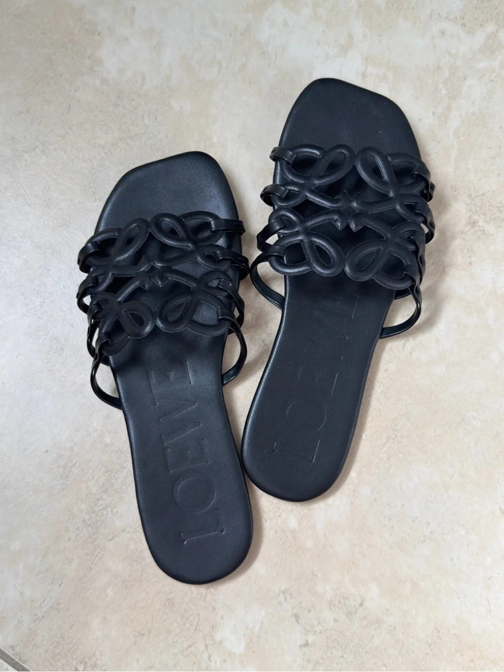 Loew* Black Womens Slide Sandals